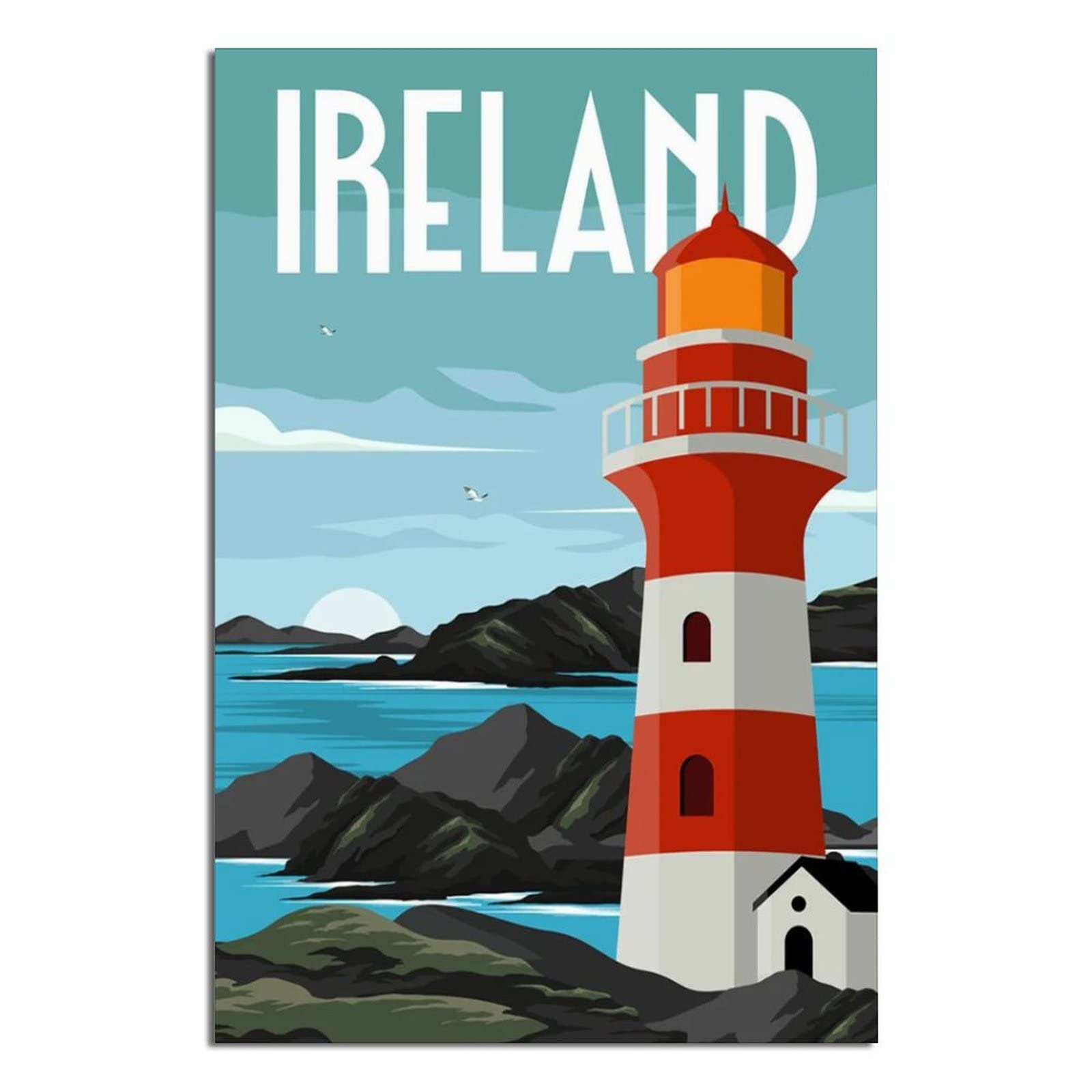Vintage Ireland Travel Posters - Ocean Canvas Wall Art Prints for Living Room, Bedroom & Office Decor - Perfect for Home, Travel & Nautical Theme Decorations