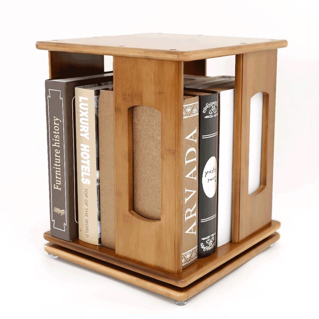 Rotating Bamboo Bookshelf - Modern Minimalist Desktop Bookcase for Home Office & Student Study, Durable Storage Organizer with Creative Display - Perfect for Small Spaces, Books, Decor & Office Supplies