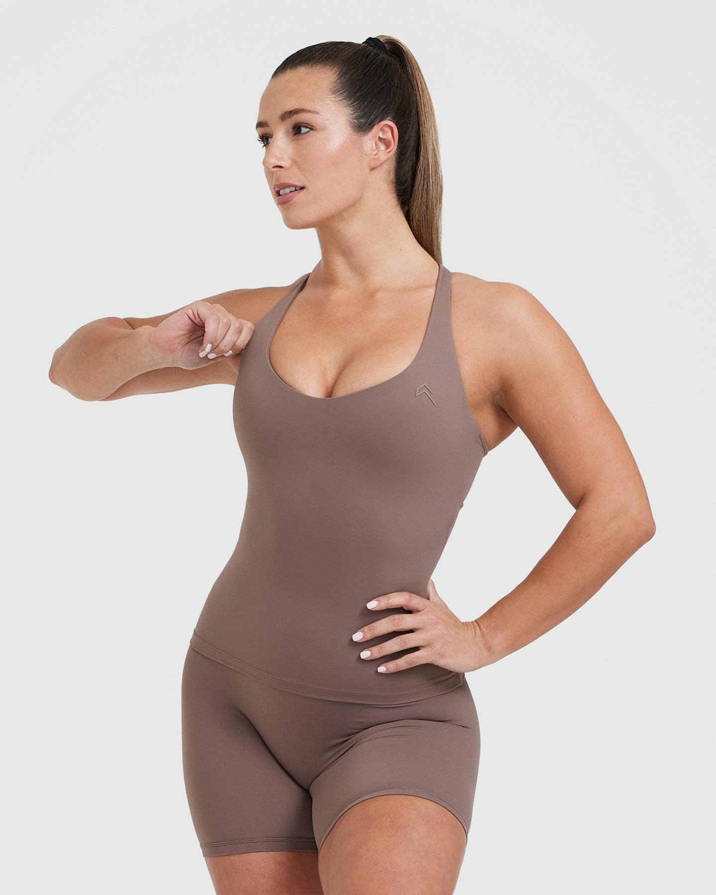 Unified V Neck Cross Back Vest for Women - Cool Brown | Casual & Workout Wear | Perfect for Yoga, Gym, and Everyday Fashion