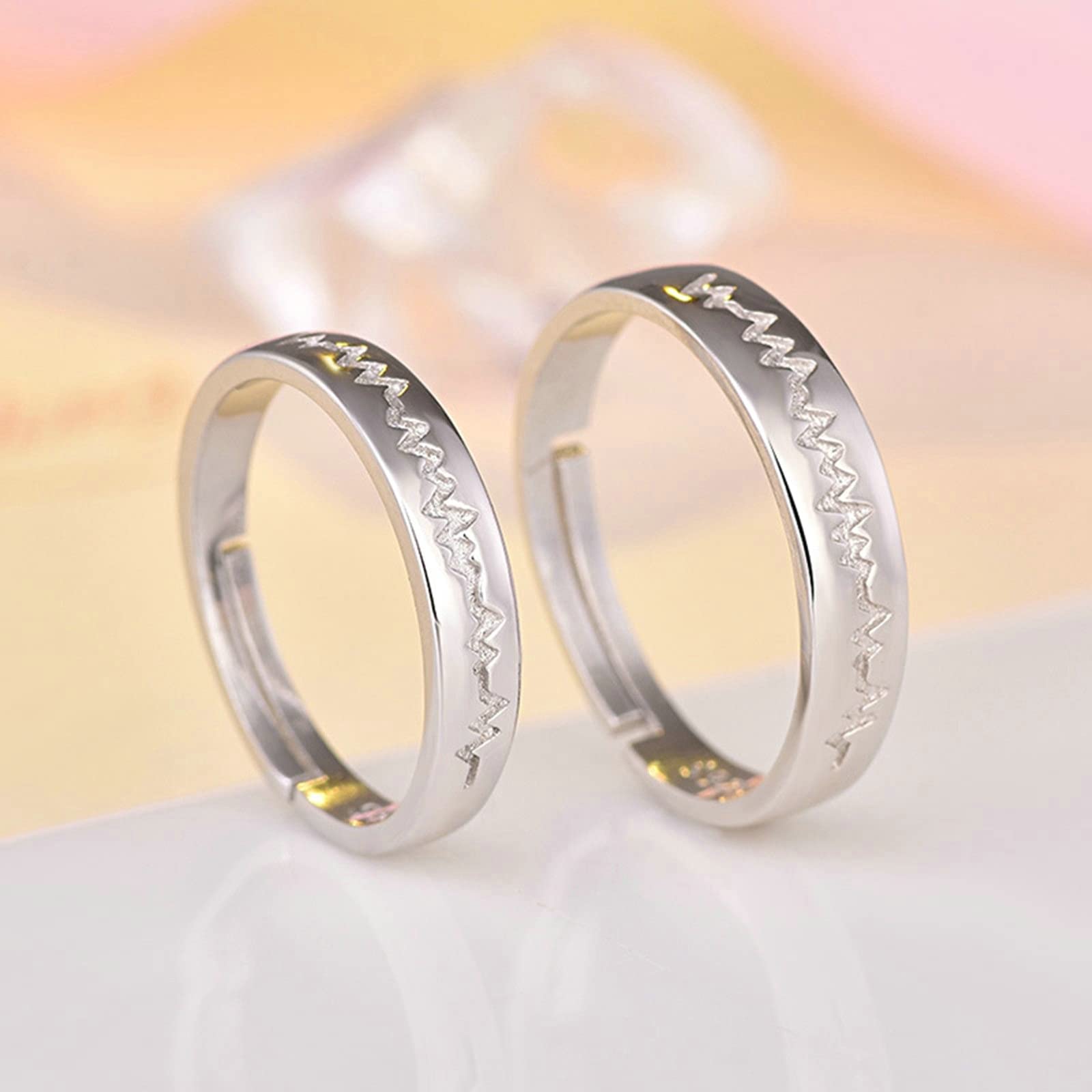 Affordable Engagement Rings for Women & Men - Heartbeat Sterling Silver Wedding Band, Adjustable Size - Perfect for Proposals, Anniversaries & Romantic Gifts