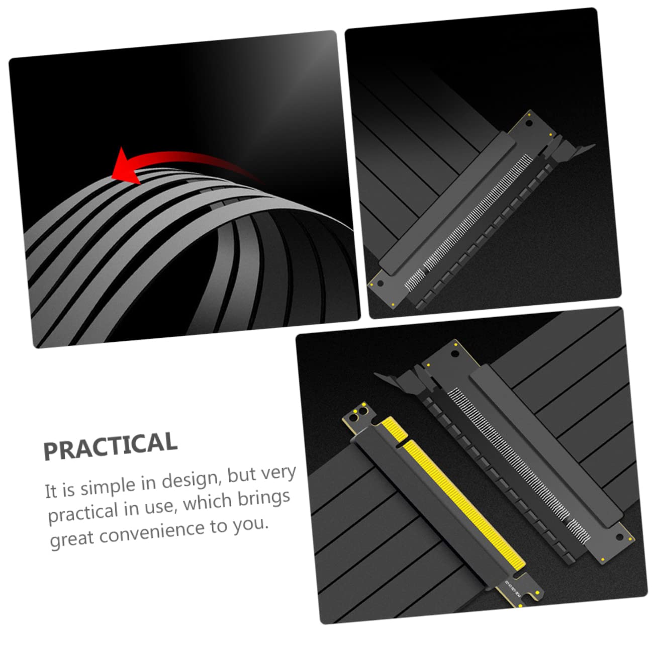 OSALADI 5-Pack 90 Degree PCIe Extension Cable - 16x Riser Adapter with Gold Plated Connectors & Copper Core for Gaming PC, Mining Rig, and Workstation Builds | High-Speed Data Transfer | Durable Flexible Wire | Perfect for Compact Cases and Multi-GPU Setups