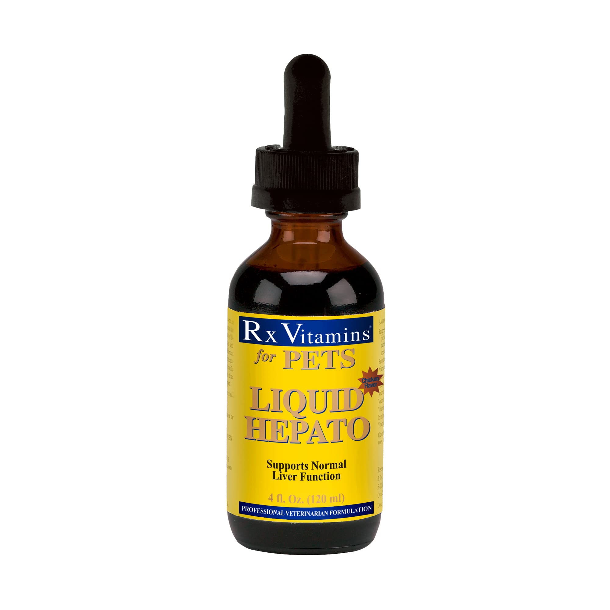 Rx Vitamins Chicken Flavor Liquid Hepato for Pets - 4oz Liver Support for Dogs & Cats