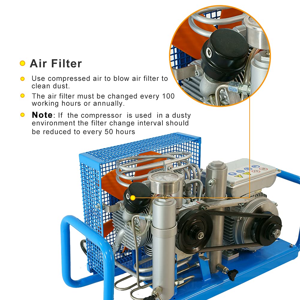 2.2KW 3HP Portable High Pressure Air Compressor 230V 60Hz 3.5CFM 4500PSI - Scuba Tank Filler, PCP Rifle & Paintball Gun Charging Station - Perfect for Diving, Hunting & Outdoor Sports