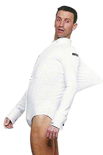 Sapeil Stretch Ballroom Dance Shirt for Men - Large Size, White - Perfect for Latin, Standard & Social Dancing
