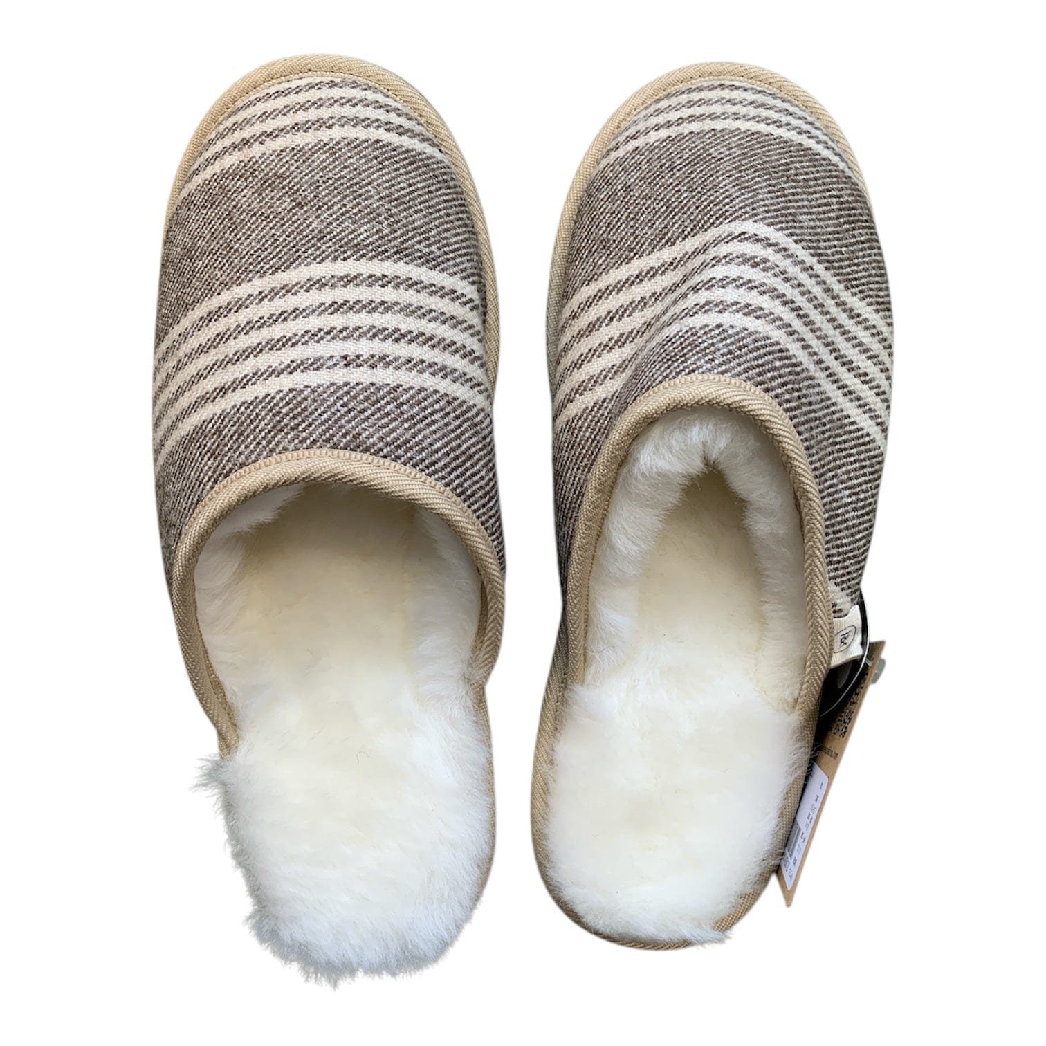 Fawkes Stripe XL White Slippers for Men & Women - Soft Plush House Shoes with Non-Slip Sole - Cozy Indoor & Outdoor Comfort for Home, Office, and Travel