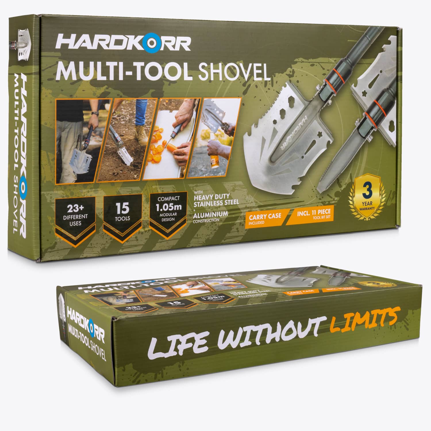 15-Piece Multi-Tool Survival Shovel Set for Camping, Hiking & Outdoor Adventures - Compact, Durable & Essential Gear for Emergency Preparedness