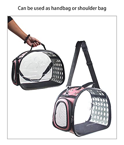 Transparent Pet Carrier Bag for Cats & Dogs - Foldable Space Capsule Design, Travel Handbag & Shoulder Bag for Outdoor Adventures (Pink) - Perfect for Air Travel, Vet Visits & Daily Walks