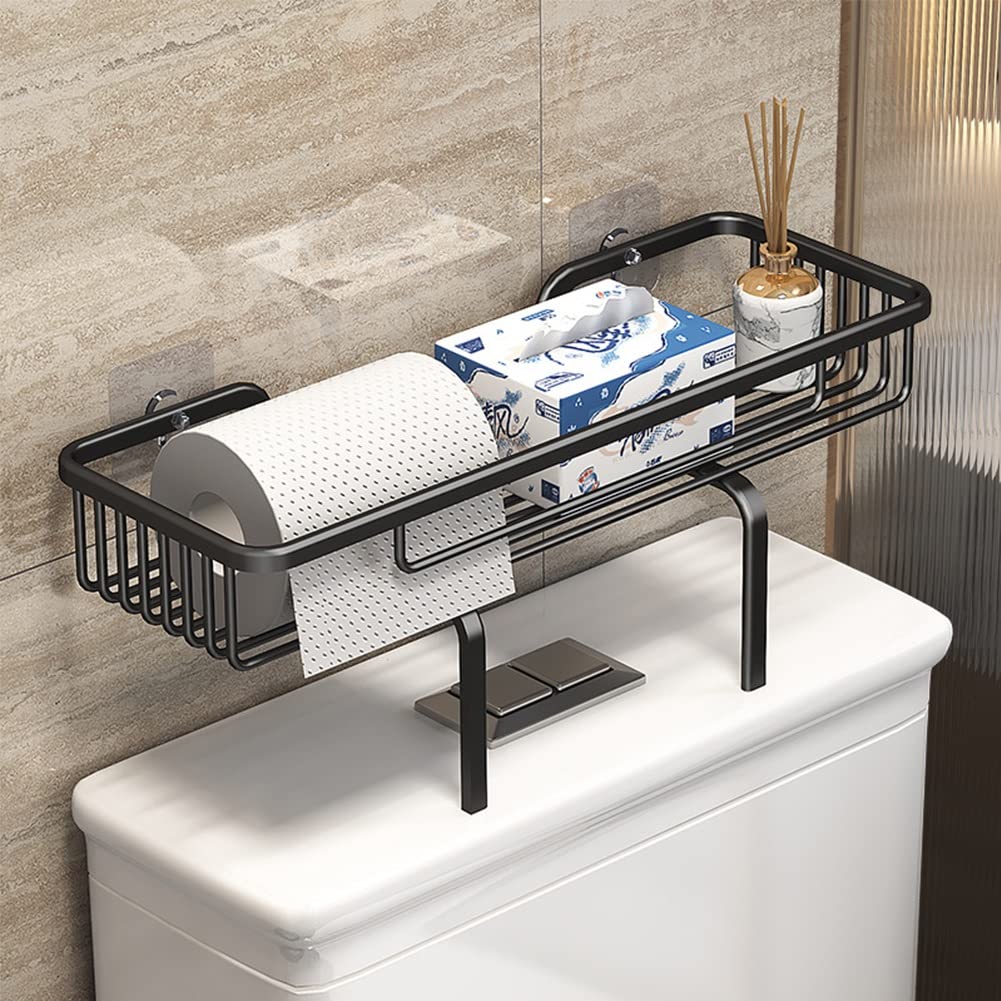 Space-Saving Over Toilet Storage Ladder Shelf - Bathroom Organizer Cabinet for Toilet Paper, Shampoo & Essentials - No Drilling Anti-Tilt Design - Perfect for Small Bathrooms & Apartment Restrooms