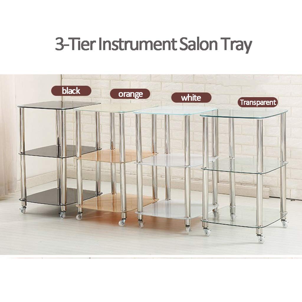 Stainless Steel Kitchen Bar Cart with Tempered Glass - Mobile Serving Trolley for Dining, Tea & Drinks - Utility Storage Rolling Cart for Home, Restaurant or Party Use