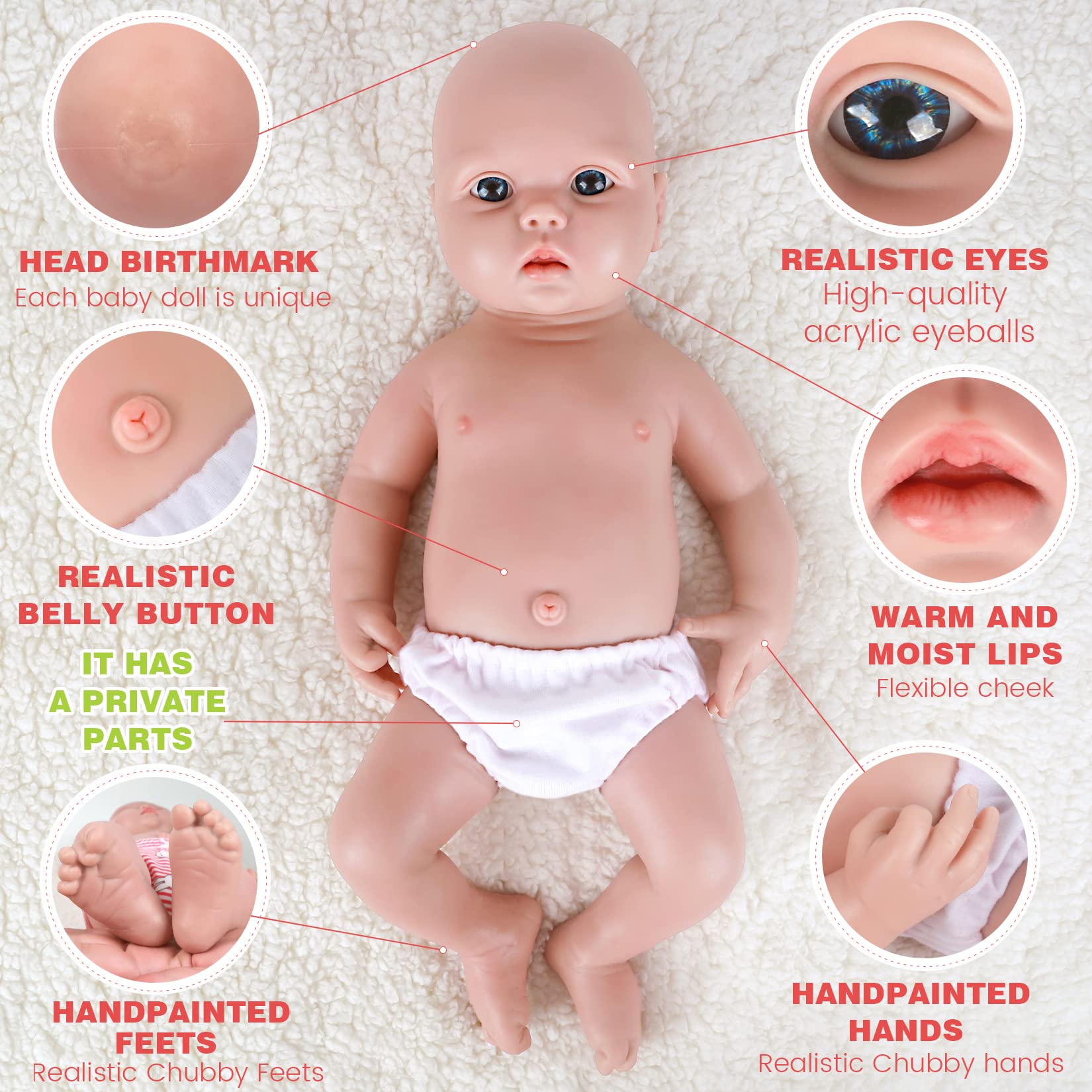 IVITA 18 Inch Realistic Silicone Reborn Baby Doll Boy - Non-Toxic & Hypoallergenic - Perfect for Gift, Nursery Decor, Photography Props & Playtime
