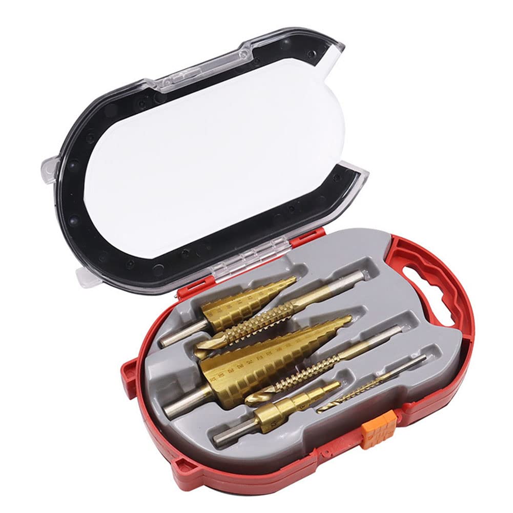 6Pcs Titanium Coated Drill Bit Set - 3 Step Drill Bits & 3 Serrated Twist Drill Bits for Metal, Wood, Plastic | Perfect for DIY Projects, Home Repairs & Professional Metalworking