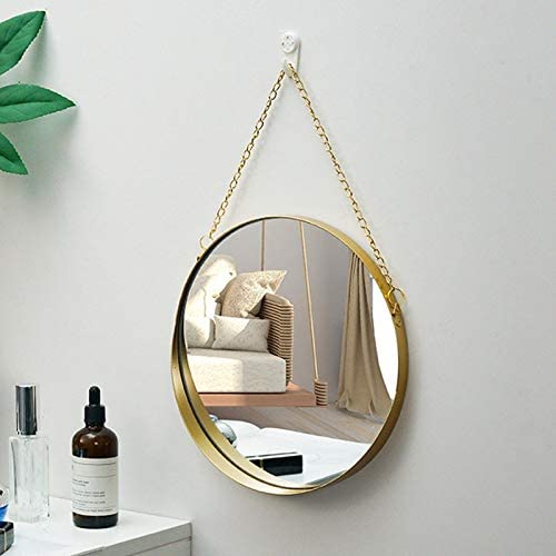 Round Metal Bathroom Mirror - Wall Mounted Vanity Mirror for Makeup & Salon Decor, Rust-Resistant Bathroom Wall Art, Perfect for Toilet & Powder Room Decoration (Use in Bathrooms, Bedrooms, Dressing Rooms)