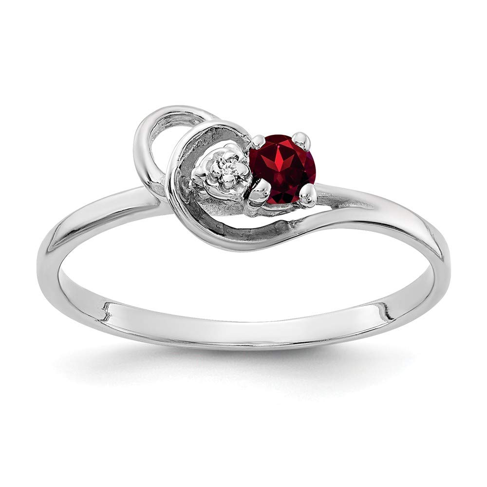 14K White Gold 3mm Garnet January Birthstone Diamond Engagement Ring for Women - Perfect for Proposals, Anniversaries & Valentine's Day Gifts