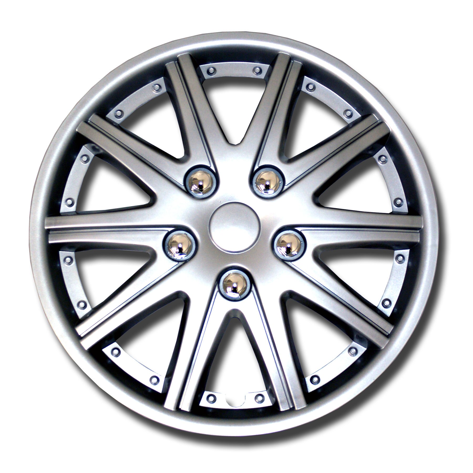 TuningPros WSC-027S15 15-Inch Silver Wheel Skin Covers (Set of 4) - Premium Hubcaps for Cars, Trucks & SUVs - Enhance Vehicle Appearance & Protect Rims
