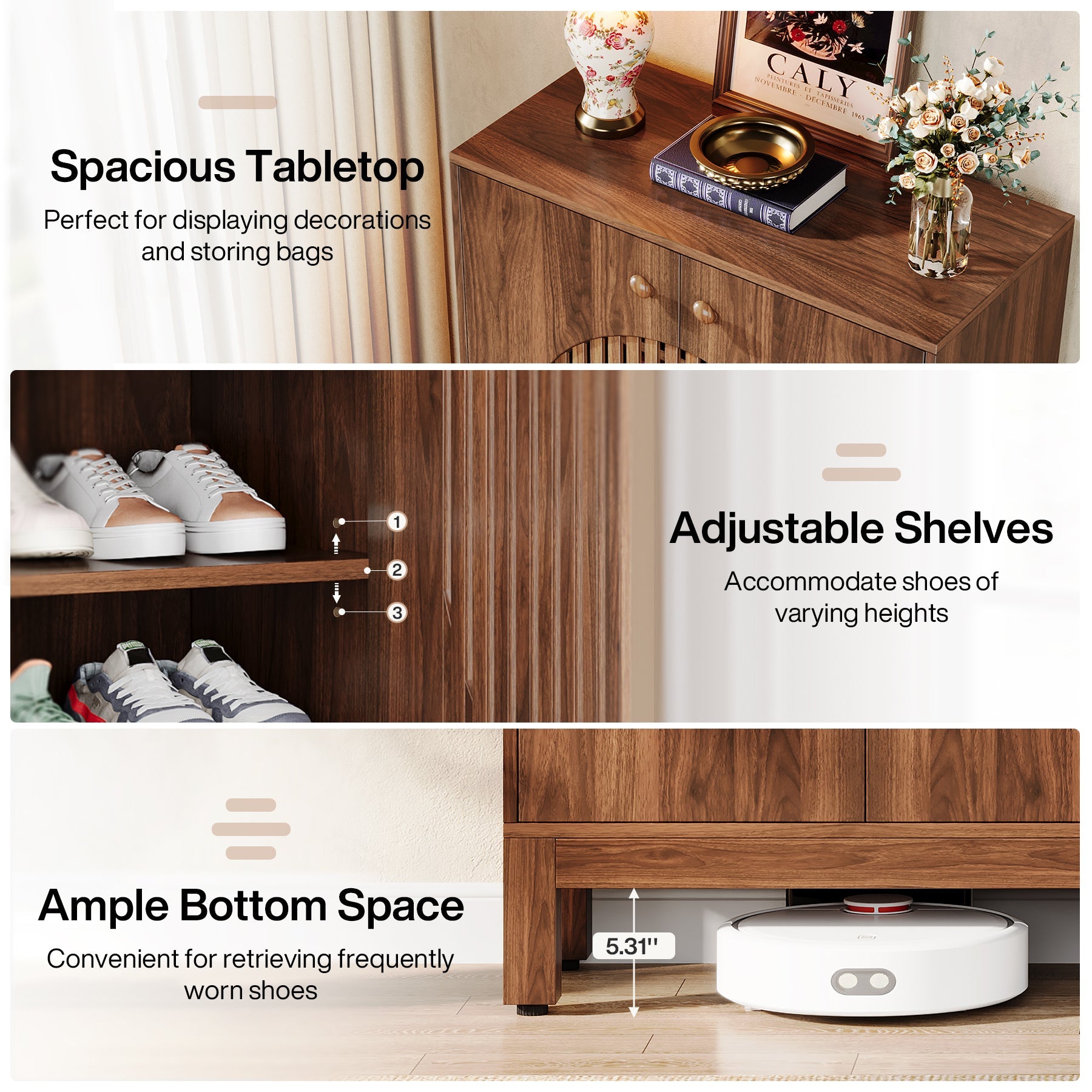 20 Pair Shoe Cabinet with Doors - Modern Shoe Storage Organizer for Entryway, Closet & Bedroom Organization