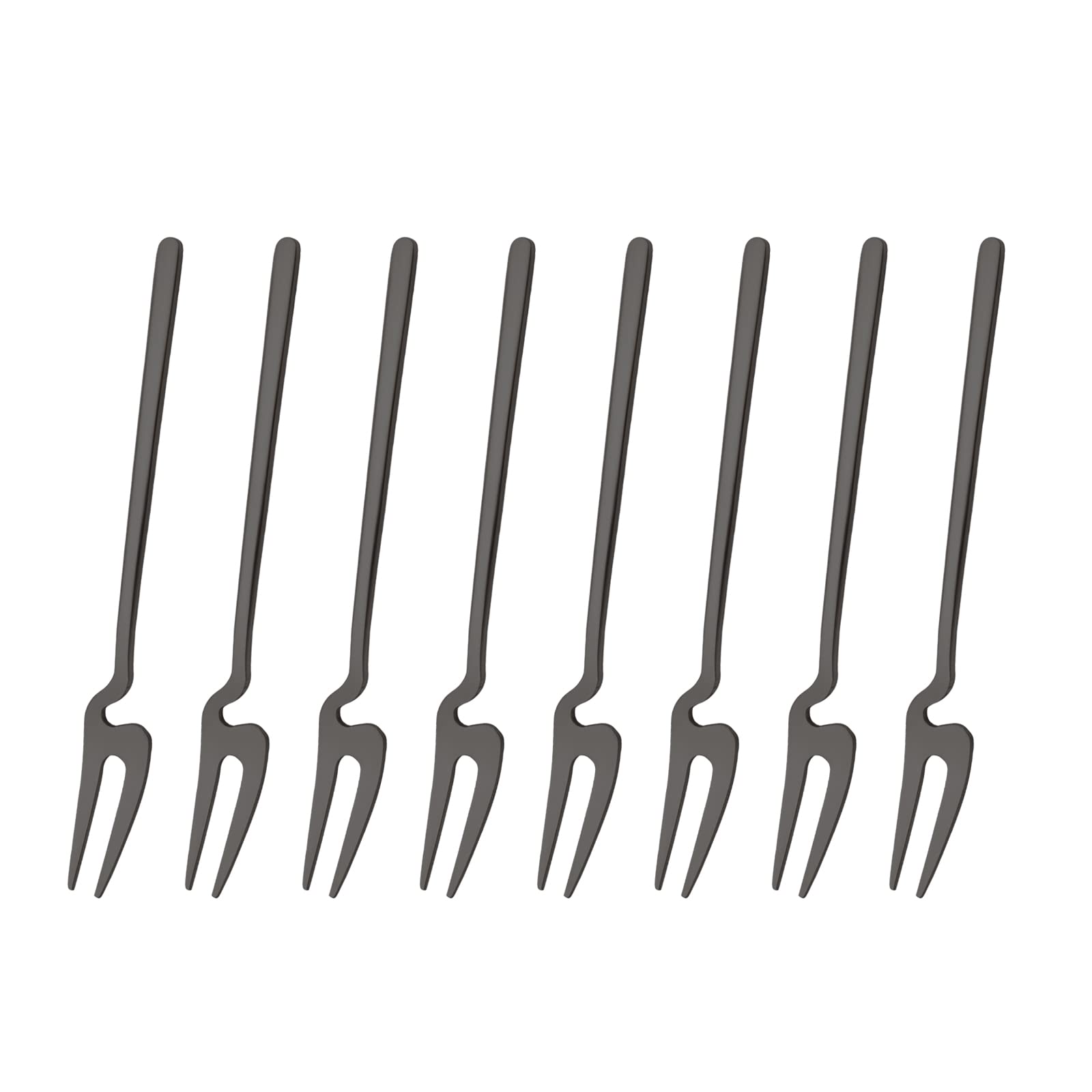 8-Piece Stainless Steel Dessert Forks Set - Matte Black Appetizer & Cocktail Forks for Fruit, Cake, Parties | Reusable for Home, Hotel, Restaurant | Perfect for Weddings, Brunches & Fine Dining (5.7 Inch)