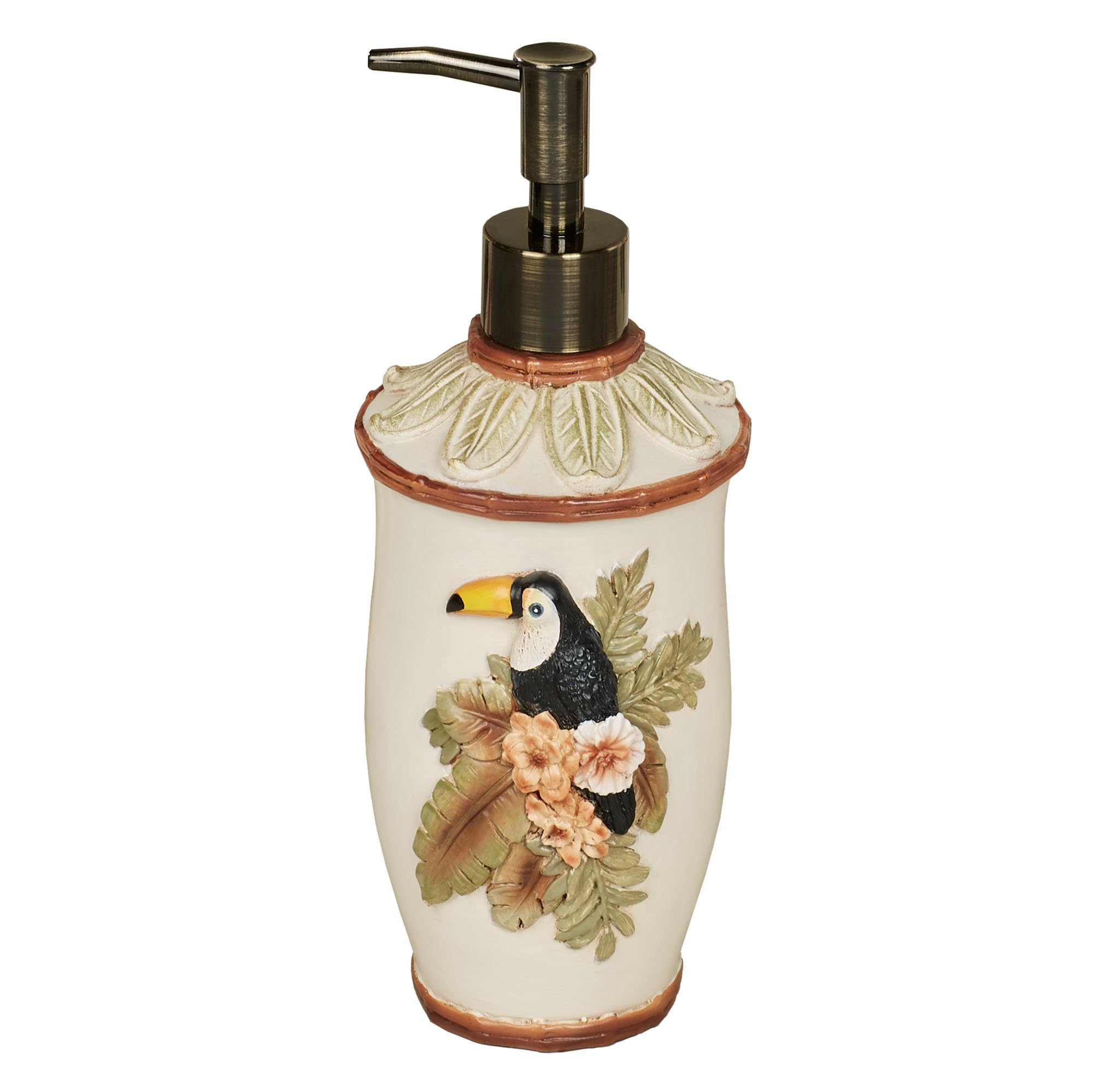 Tropical Bird Soap Dispenser - Cockatoo & Toucan Design Refillable Bathroom Lotion Pump | Perfect for Beach House, Spa, or Jungle-Themed Decor