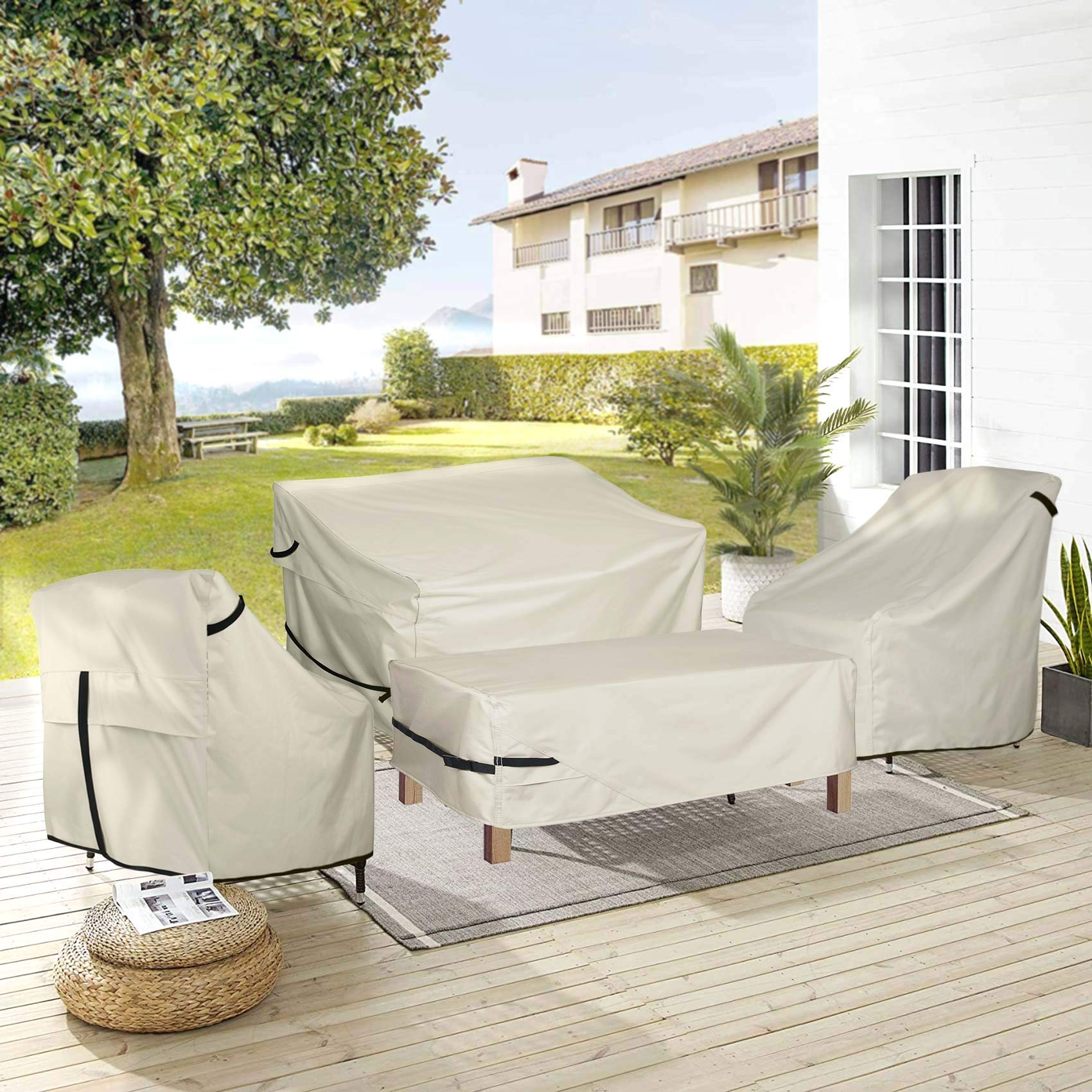 Waterproof Outdoor Bench Sofa Cover for 2-Seater Loveseat - 56W x 31D x 33H Inches, Beige Patio Furniture Protector - Perfect for Porch, Deck, Garden & Backyard Use