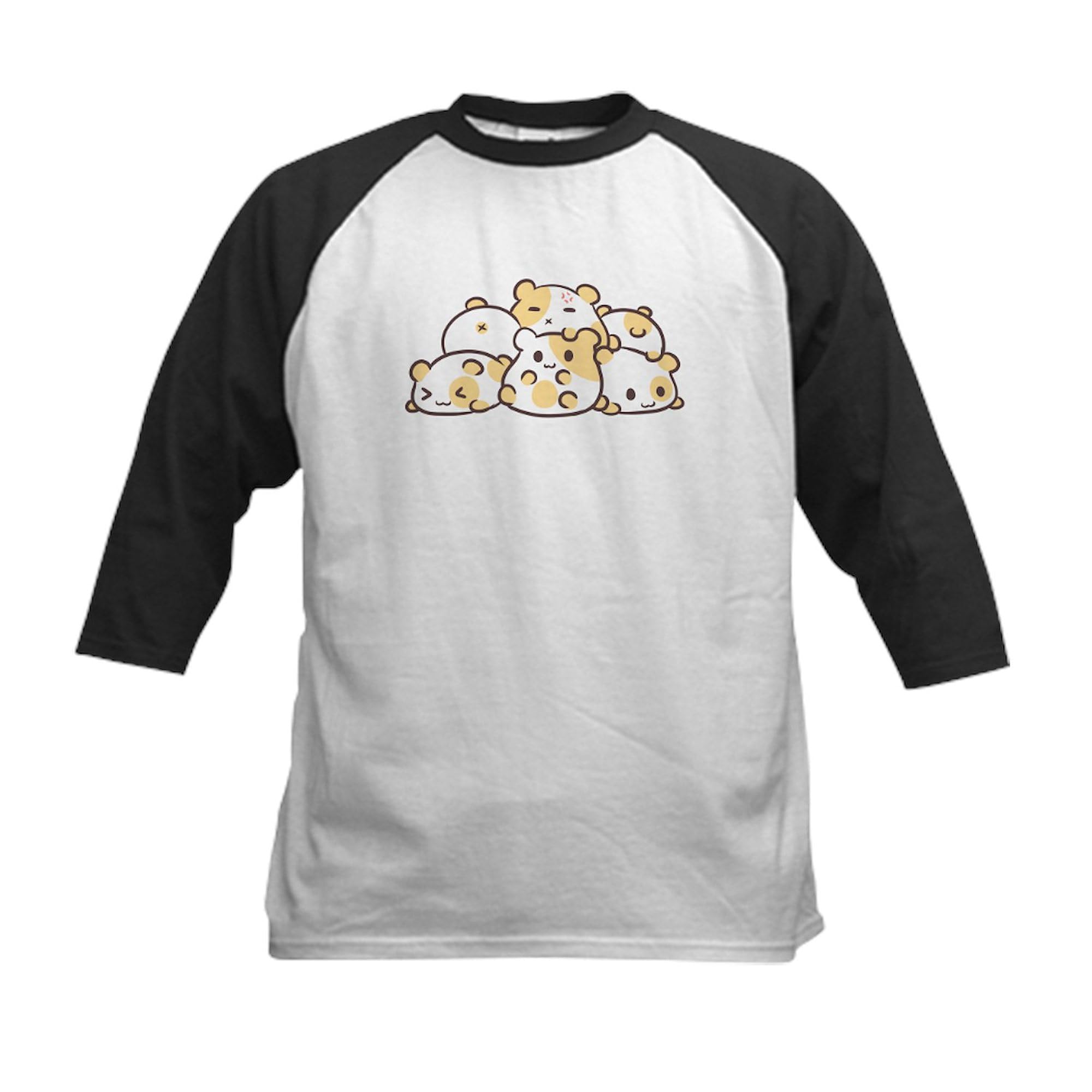 Kawaii Hamster Pile Baseball Jersey for Kids - Soft Cotton 3/4 Raglan Sleeve Shirt - Perfect for Little League Games & Casual Wear