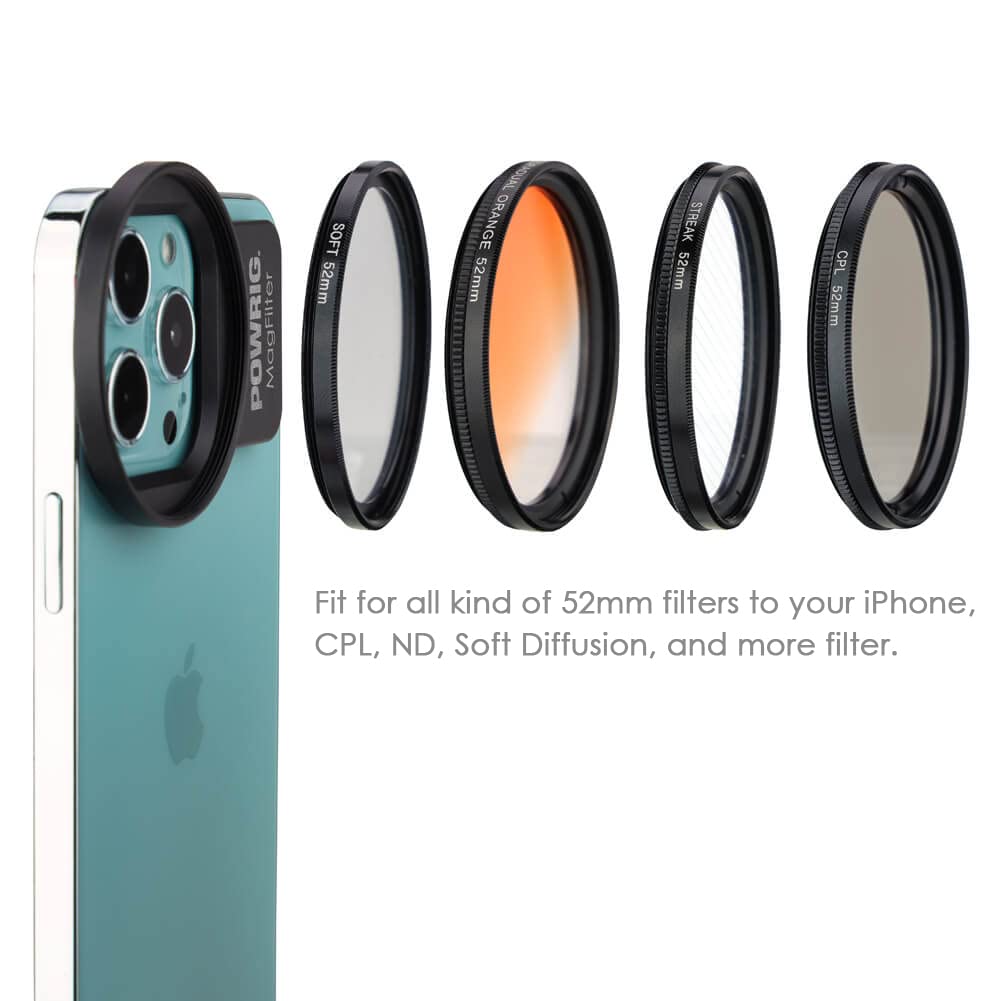 52mm Magnetic Camera Lens Filter Mount Compatible with iPhone 13/13 Pro Max/12 Pro Max - Perfect for Photography, Vlogging & Outdoor Adventures
