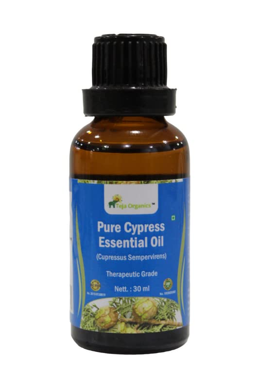 Pure Teja Organics Cypress Essential Oil - 100% Natural for Aromatherapy, Relaxation & Skin Care - Perfect for Diffusers, Massage & DIY Beauty Products