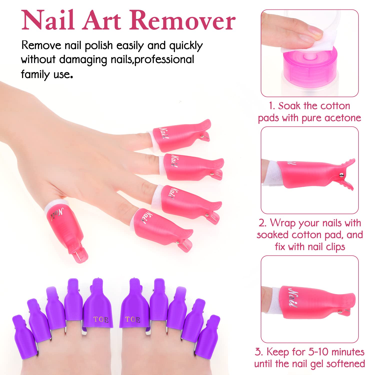 Anezus 1045pcs Professional Gel Nail Polish Remover Kit - Includes Nail Clips, Wipes, Cuticle Pusher, Cutter, Buffer & Files for Acrylic & Gel Removal - Perfect for Salon, Home Manicure & DIY Nail Care