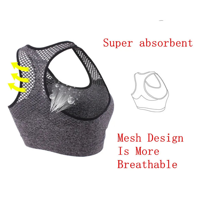 Breathable Mesh Sports Bra for Women - Seamless Hollow Out Yoga Top - Perfect for Gym, Running & Fitness Workouts