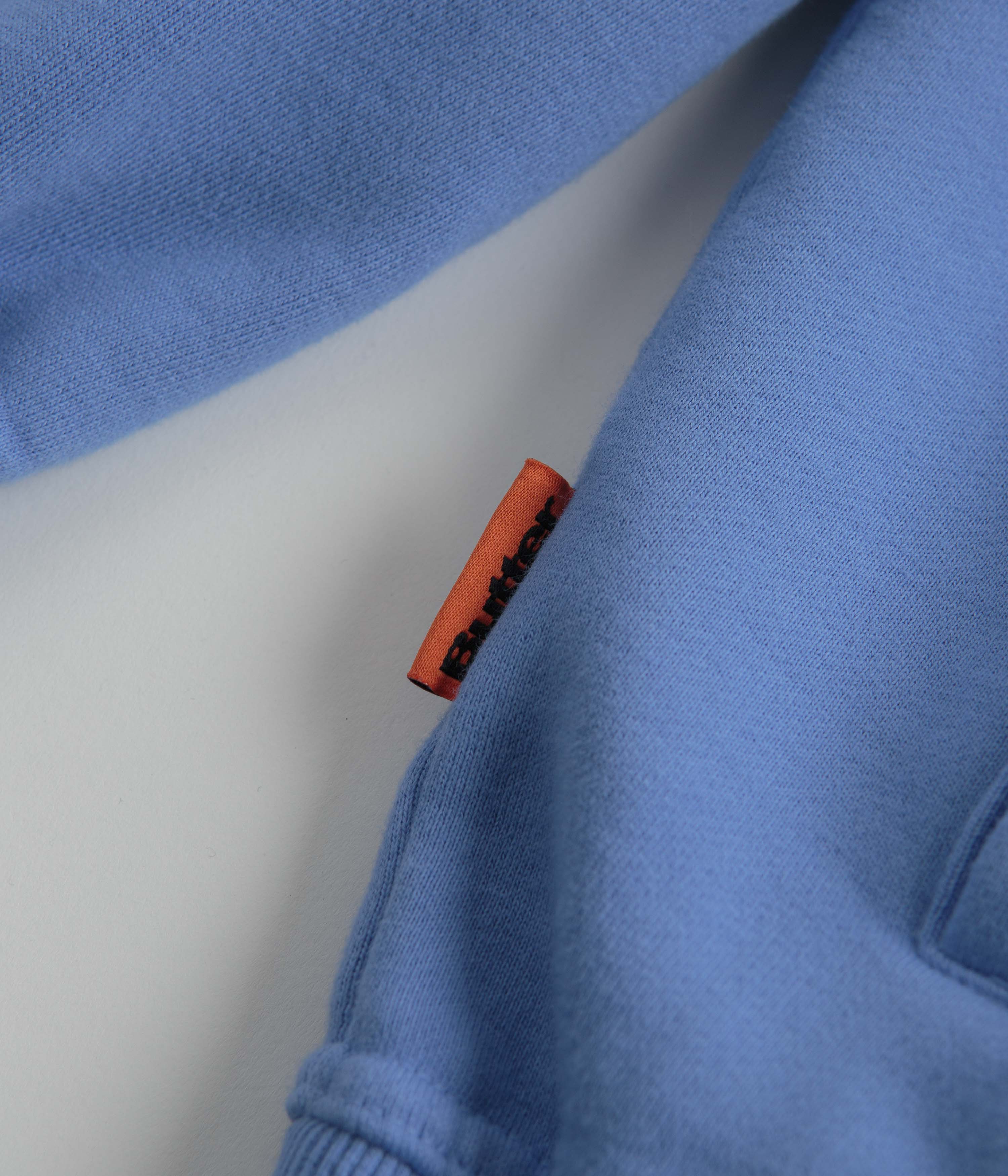 Butter Goods Pigment Dye 1/4 Zip Sweatshirt - Cornflower Blue | Men's Casual Pullover Hoodie | Perfect for Streetwear & Everyday Comfort