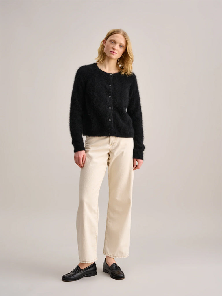 Bellerose Women's Black Cardigan Sweater - Soft Knit Open Front Long Sleeve Wrap Cover Up for Office, Date Night & Fall Layering