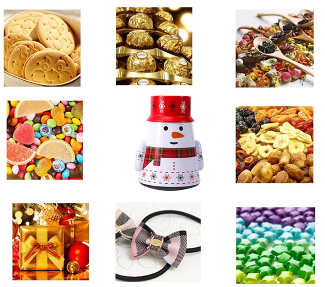 Snowman-Shaped Christmas Cookie Jars with Lids - Empty Food Storage Tins for Cookies, Candy & Chocolate Coins | Holiday Gift Giving & Festive Treat Storage