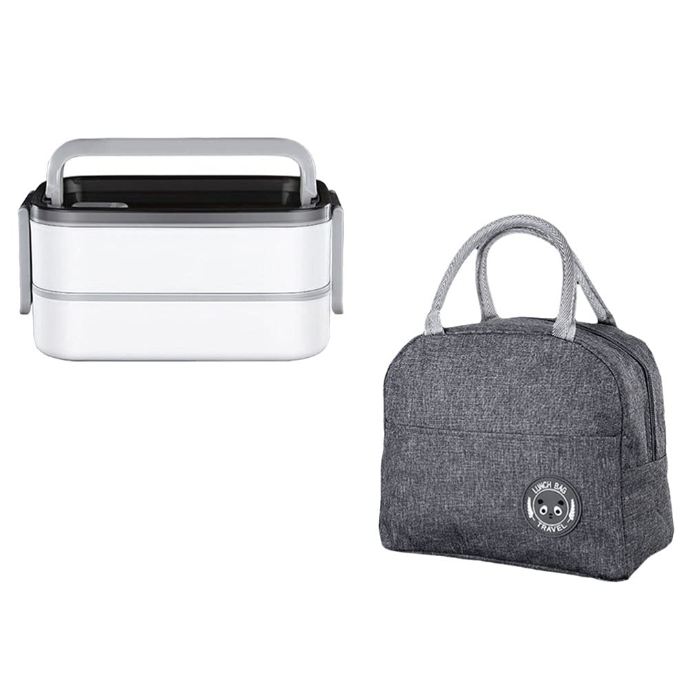 Hemoton Stainless Steel Bento Box - 2 Compartment Leak-Proof Lunch Box with Lid | Eco-Friendly Food Storage Container for School, Office & Travel | Includes Free Carrying Bag | Perfect for Meal Prep, Picnics & On-the-Go Dining