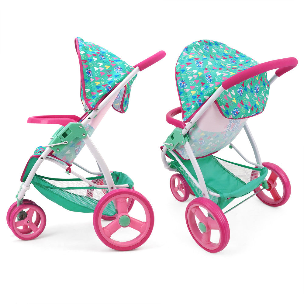Baby Alive Heart Themed Doll Jogging Stroller - Pink & Green Playset for Toddlers | Pretend Play, Outdoor Walks & Role-Playing Games