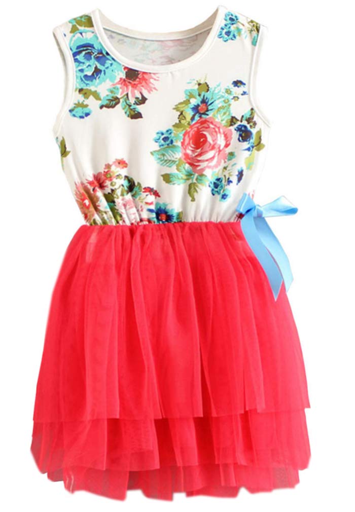 Niyage Girls Floral Princess Tutu Dress - Toddler Casual Elegant Button Down Flutter Sleeve Dresses for Birthday Party, Photo Shoot & Special Occasions