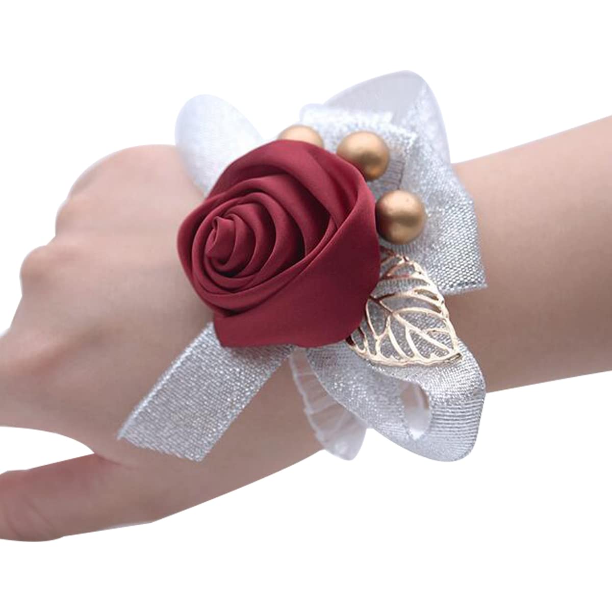 Snadulor 1 Pcs Elegant Wrist Flower Corsage for Weddings, Proms & Parties - Bride & Bridesmaid Floral Wristlet Accessory - Perfect for Wedding Ceremonies, Bridal Showers & Formal Events