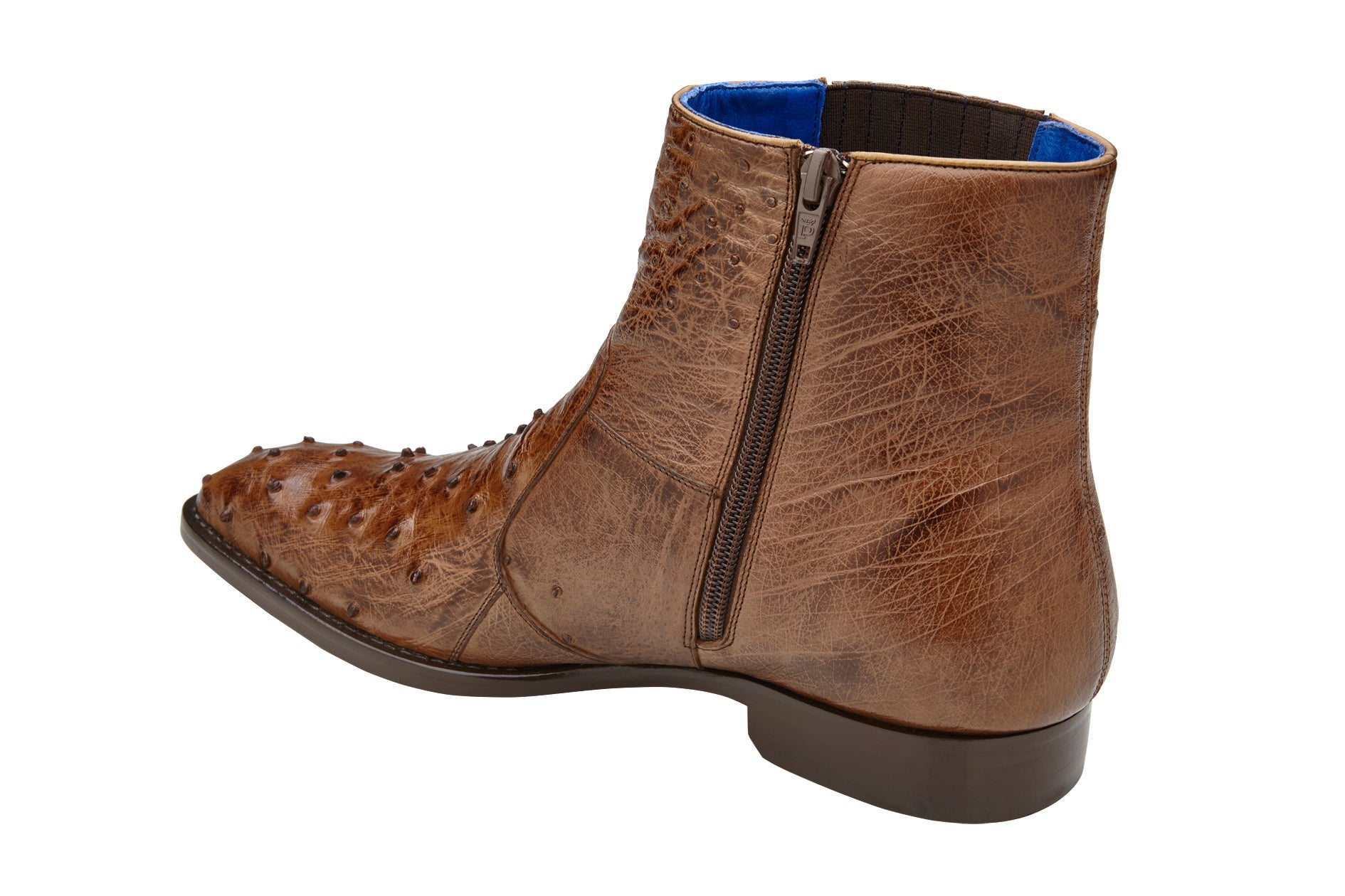 Belvedere Roger Genuine Ostrich Quill Chelsea Boots - Antique Brown Size R55 | Premium Leather Ankle Boots for Men | Perfect for Formal Events & Winter Fashion