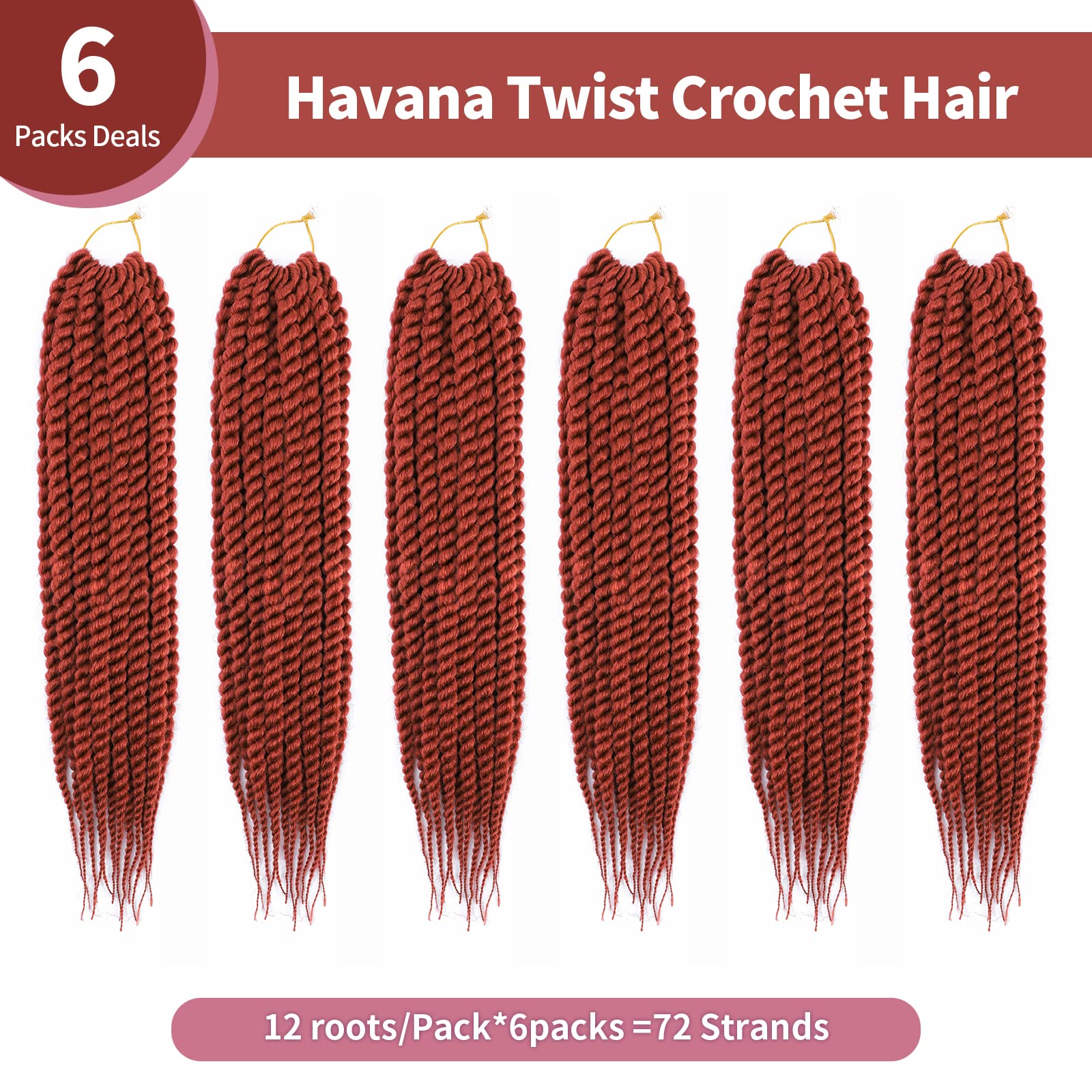 Admutty Havana Twist Crochet Hair - 22 Inch 6 Packs Jumbo Senegalese Twist Crochet Braids (350#) - Natural Looking Protective Style for Black Women | Perfect for Daily Wear, Parties & Special Occasions