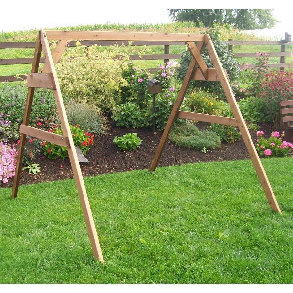 Premium Cedar 2x4 A-Frame Swing Stand for Outdoor Porch Swings & Swing Beds - Heavy Duty Wooden Frame with Included Hangers - Perfect for Backyard, Garden, Patio & Deck Relaxation