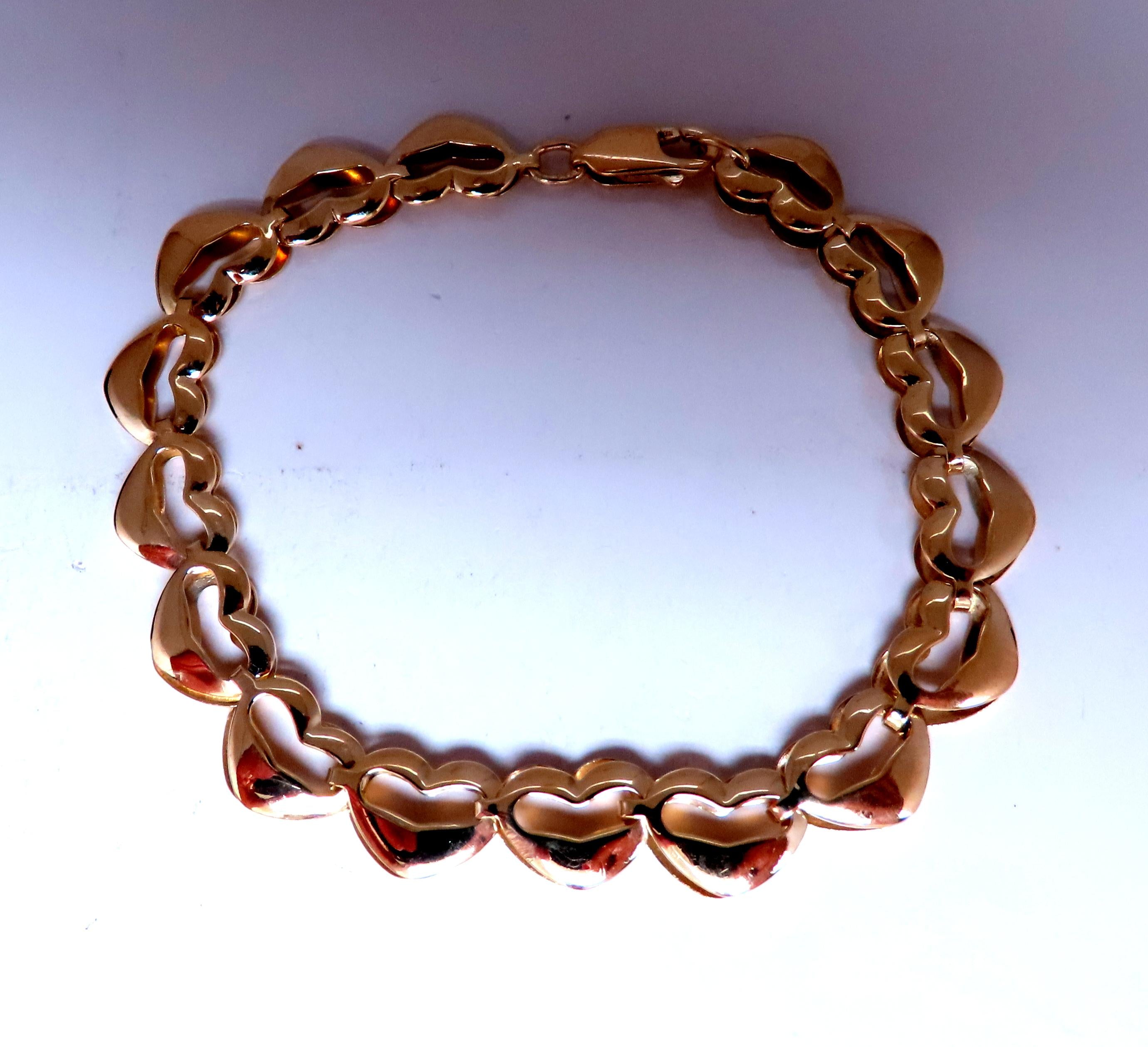 14kt Gold Heart Link Bracelet - 8mm Mod Deco Charm Bracelet for Women, Perfect for Valentine's Day Gifts, Anniversaries & Romantic Occasions