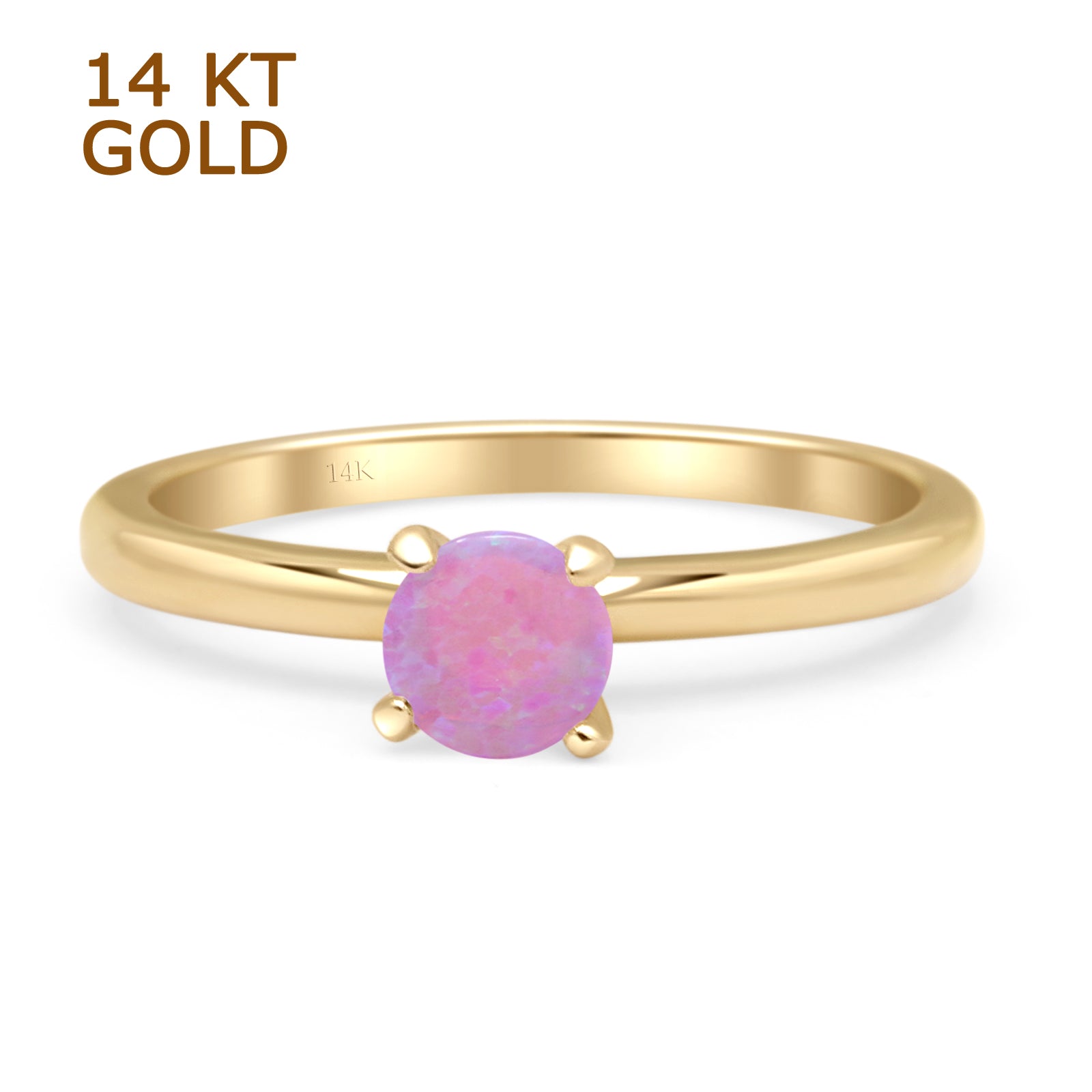 Lab Created Pink Opal 14K Yellow Gold