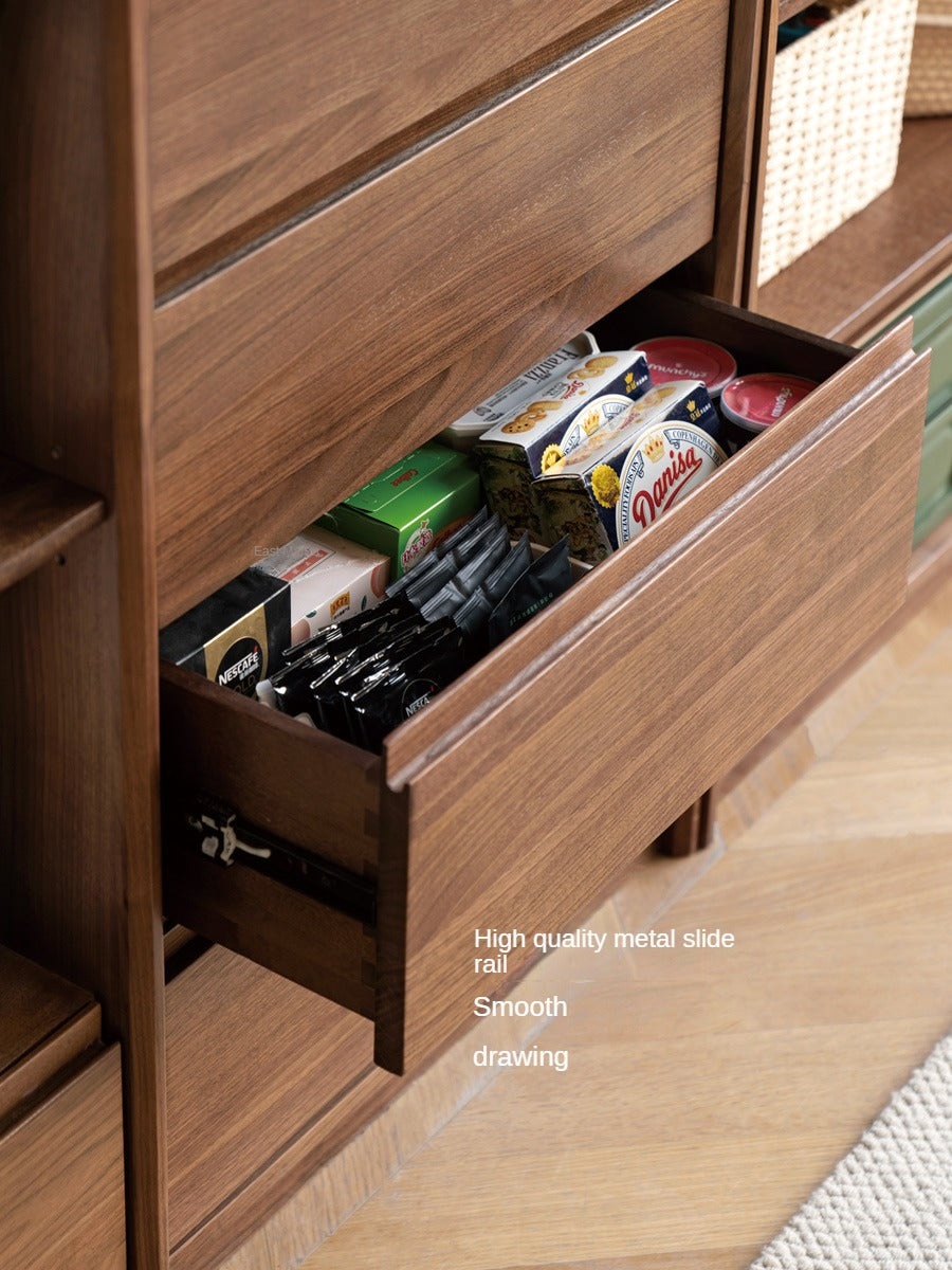 Solid Black Walnut Wood Bookcase with Glass Doors - Stylish Display & Storage Cabinet for Living Room, Office, or Library