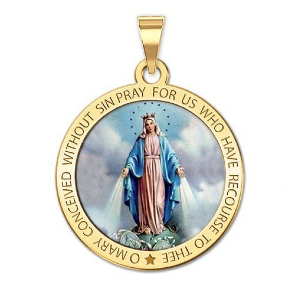 Miraculous Medal Necklace - Catholic Virgin Mary Pendant in 10K/14K Gold & Sterling Silver - Religious Jewelry for Women & Men - Perfect for First Communion Gifts, Baptism, Confirmation & Daily Faith Wear