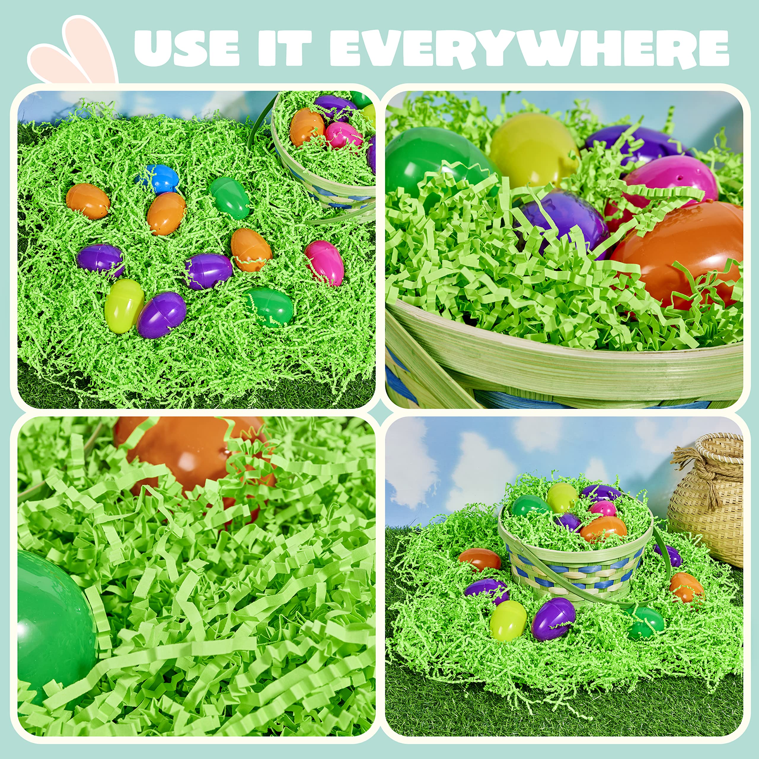 JOYIN 12 oz Light Green Easter Grass Paper Shred - Basket Filler, Gift Wrapping Supplies, Easter Party Decorations, Egg Hunt Accessories - Perfect for Spring Celebrations, Classroom Activities & DIY Crafts