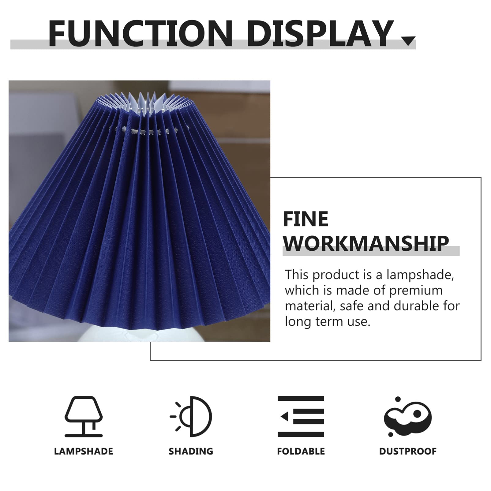 Mobestech Mushroom Lamp Shade - E27 Clip On Pleated Eggshell Fabric Replacement Cover for Table, Wall & Floor Lamps - Blue Chandelier Protector - Perfect for Bedroom, Living Room & Nursery Decor
