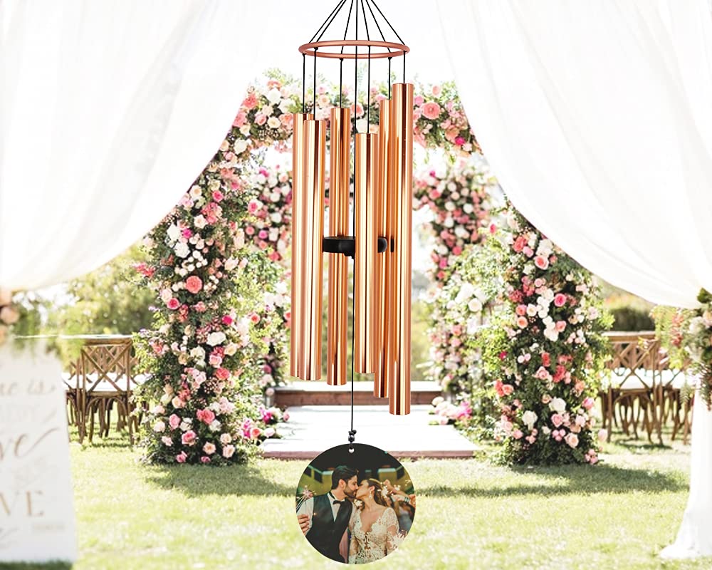Personalized Anniversary Wind Chimes - Custom Memorial Wind Chime Gift for Wife, Husband, Couples | Unique Housewarming & Wedding Present for Newlyweds | Perfect for Outdoor Garden, Patio & Home Decor