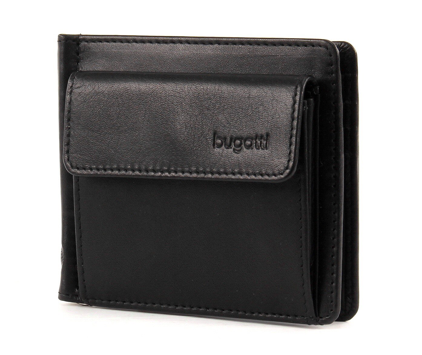 Bugatti Primo Money Clip Wallet - Slim RFID Blocking Black Leather Purse with Dollar Bill Clip (11cm) - Perfect for Men's Business, Travel & Everyday Use