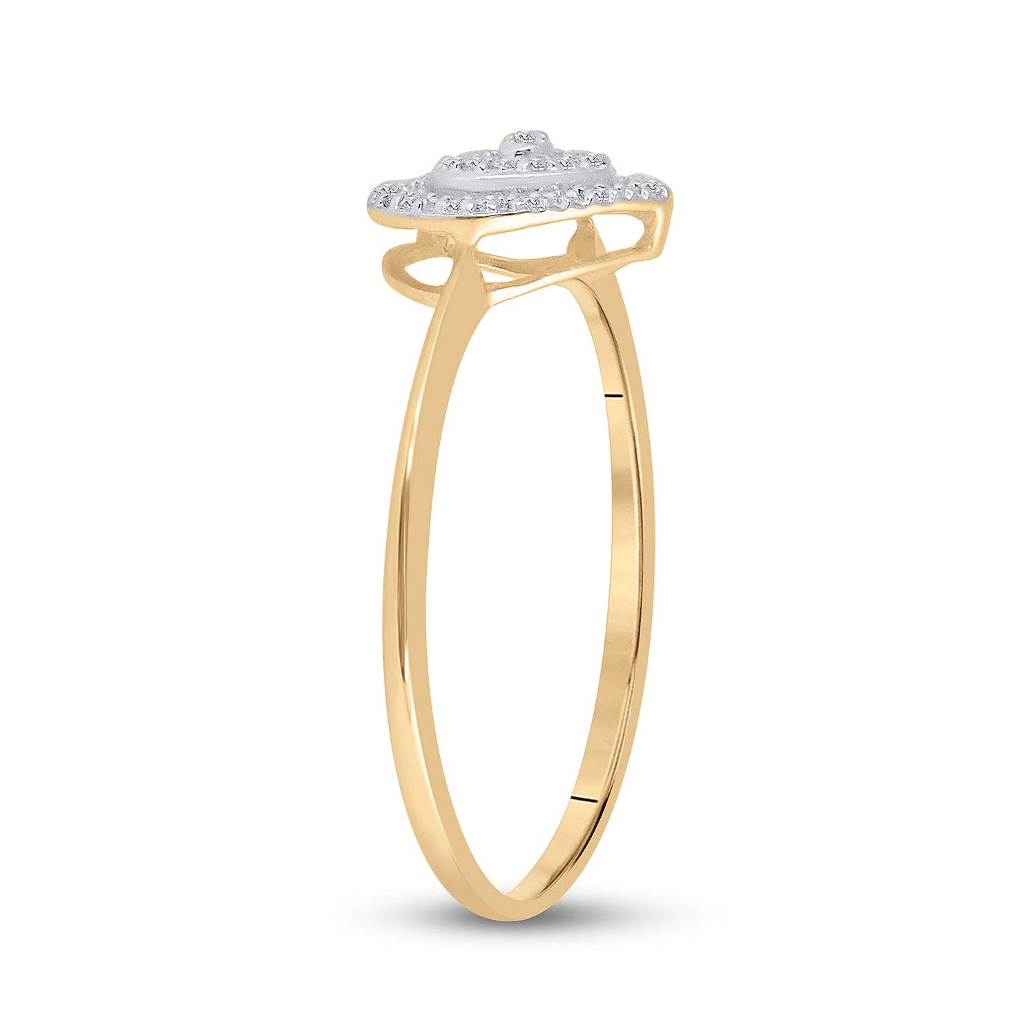 10Kt Yellow Gold Women's Round Diamond Slender Heart Cluster Ring - 1/20 CTTW - Elegant Jewelry Gift for Valentine's Day, Anniversary & Special Occasions