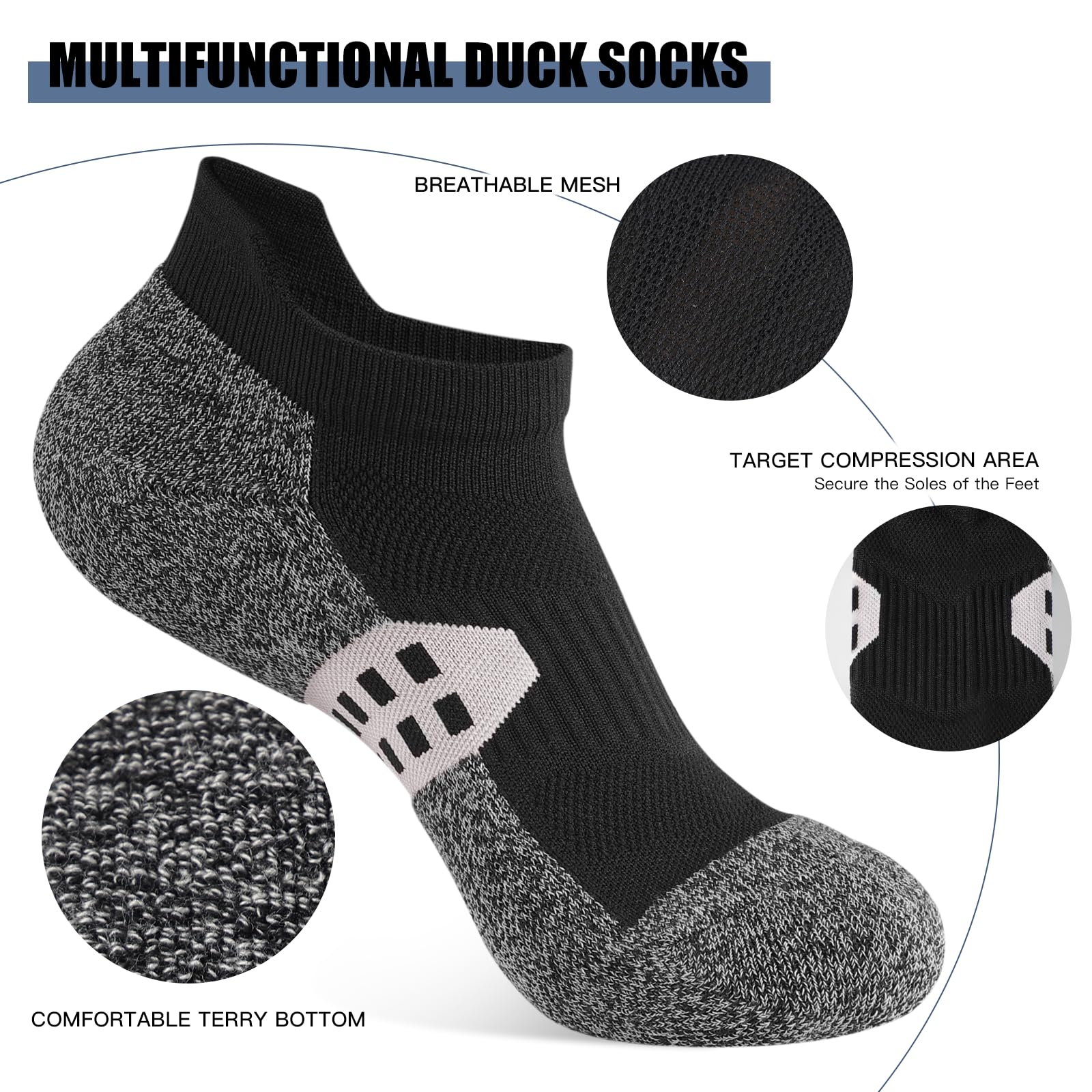 Women's Ankle Compression Socks - 5 Pairs Low Cut Athletic Running Socks with Arch Support for Workout, Sports & Everyday Comfort