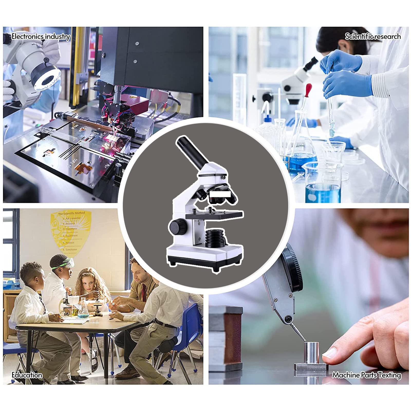 2000x Compound Microscope for Adults & Kids - Dual LED Illumination Microscope for Students, Home School & Laboratory Use - Science Education Microscope for Biology, Chemistry & Home Learning Experiments
