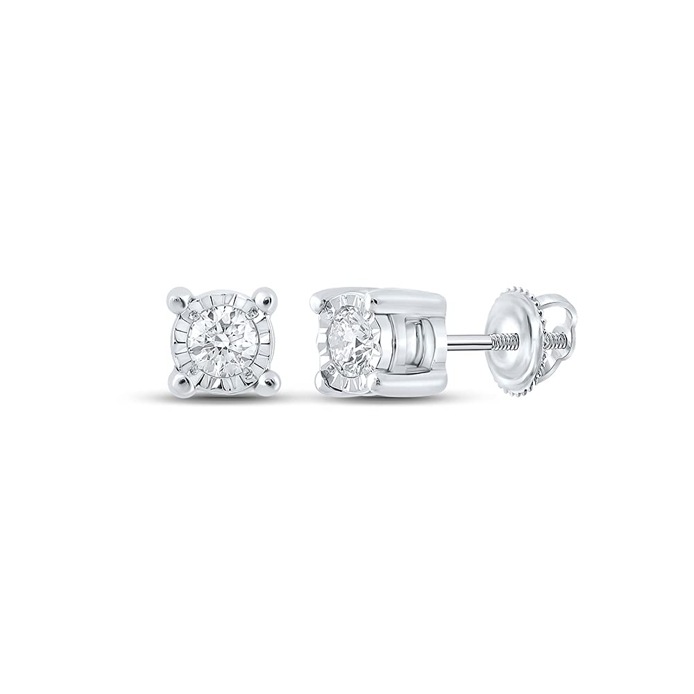 Dazzlingrock Collection 10k White Gold Men's Round Diamond Stud Earrings 1/6 Cttw - Perfect Gift for Anniversary, Birthday & Special Occasions