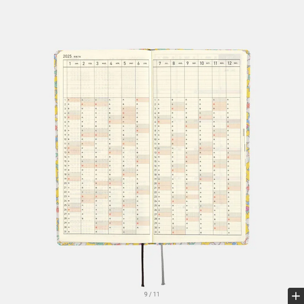 Hobonichi Techo 2025 Planner - Liberty Fabrics Paysanne Blossom Weeks Hardcover, Weekly Horizontal Layout, January Start, Monday Start, English Edition | Perfect for Journaling, Planning & Productivity